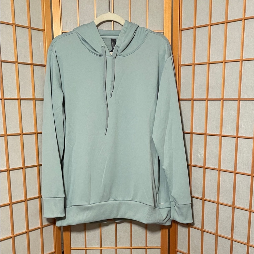MONDETTA Women’s XL Light Blue Long Sleeve Hoodie Ribbed Hem Pockets Drawstring